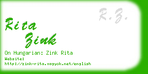 rita zink business card